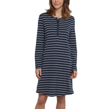 Schiesser Original Classics Long Sleeve Nightshirt Mørkblå 36 Dame