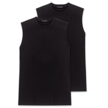 Schiesser 2P Essentials Muscle Shirts Sort bomuld Large Herre