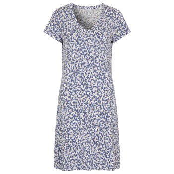 Damella Printed Modal Short Sleeve Nightdress Blå Mønster modal Large