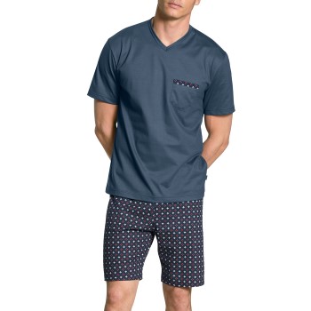 Calida Relax Imprint 1 Cotton Short Pyjama Mørkblå bomuld Large Herre