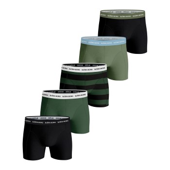 Björn Borg 5P Essential Shorts 2115 Grøn Mønster bomuld Large Herre