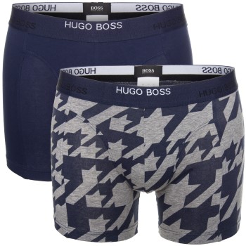 BOSS Print Boxer 2P Blå/Grå bomuld Large Herre