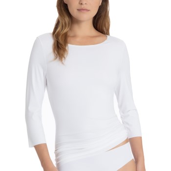 Calida Natural Luxe Threequarter Length Sleeve Top Hvid micromodal Medium Dame