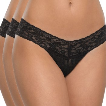 Hanky Panky Trusser 3P Low Rise Thong Sort nylon One Size Dame