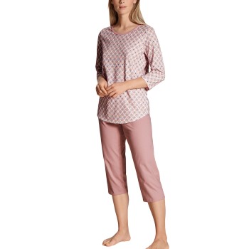 Calida Lovely Nights Crop Pyjama Rosa Mønster bomuld Large Dame