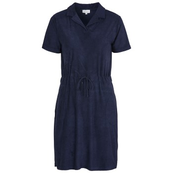 Damella Bamboo Stretchterry Short Sleeve Dress Marineblå Large Dame