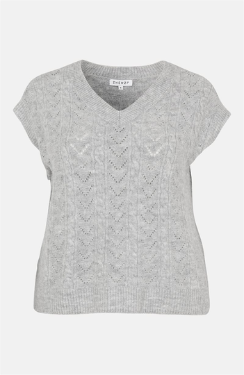 Strikket vest med hulmønster Anise