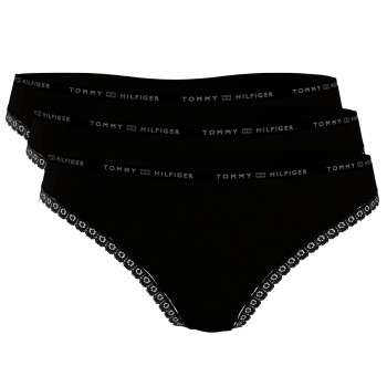 Tommy Hilfiger Trusser 3P Lace Thong Sort Large Dame