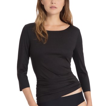 Calida Natural Luxe Threequarter Length Sleeve Top Sort micromodal Medium Dame