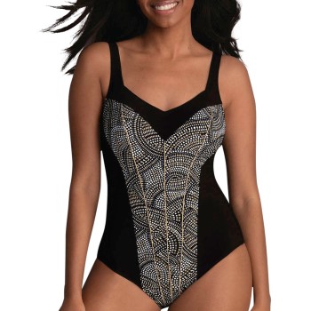 Anita Amber Glow Teresa Swimsuit Sort/Guld nylon D 42 Dame