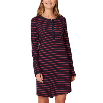 Schiesser Original Classics Long Sleeve Nightshirt Marine/Rød 36 Dame