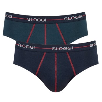 Sloggi 2P For Men Start Midi Blå/Grøn bomuld Large Herre