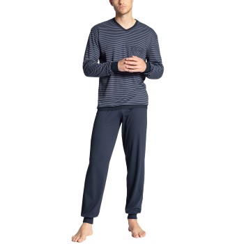 Calida Relax Streamline Pyjama With Cuff Blå bomuld Large Herre
