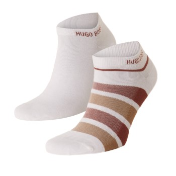 BOSS Block Stripe Ankle Sock Strømper 2P Hvid Str 39/42