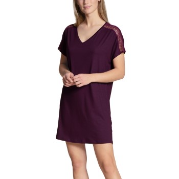 Calida Lace Dreams Short Sleeve Nightshirt Vinrød tencel Large Dame