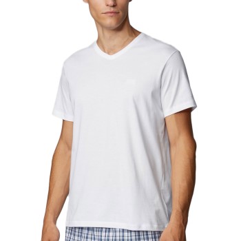 BOSS Relaxed Cotton Fit V-Neck T-shirt Hvid bomuld Large Herre
