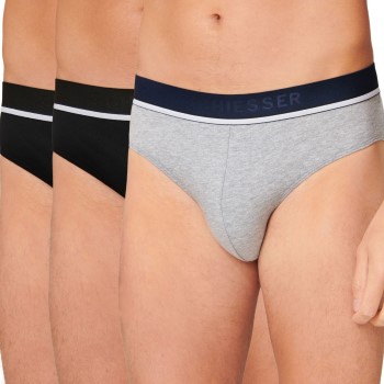 Schiesser 3P 95-5 Organic Cotton Rio Brief Sort/Grå bomuld Large Herre