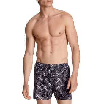 Calida Prints Cotton Boxer Shorts Marine/Rød bomuld Large Herre