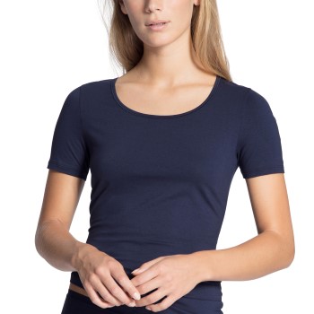 Calida Natural Comfort T-shirt Marineblå bomuld Large Dame
