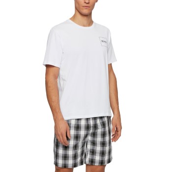 BOSS Urban Short Pyjama Sort/Hvid bomuld Medium Herre