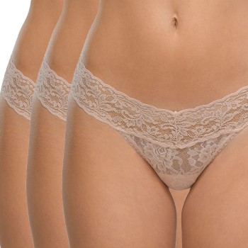 Hanky Panky Trusser 3P Low Rise Thong Beige nylon One Size Dame