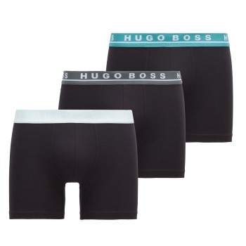 Hugo Boss 3P Cotton Stretch Boxer Brief Sort/Grøn bomuld Large Herre