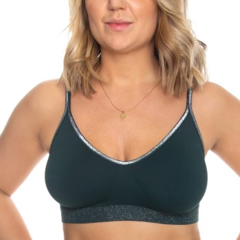 Missya Bh Lucia Glitter Bra Top Mørkgrøn polyamid Large Dame