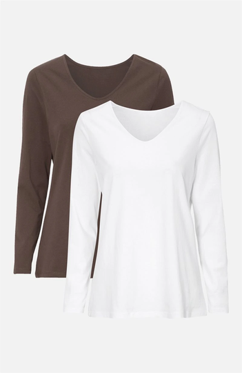 Langærmet jerseybluse 2-pack
