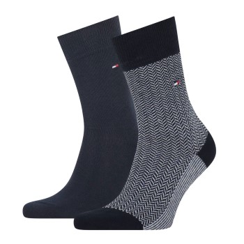 Tommy Hilfiger Strømper 2P Men Herringbone Sock Mørkblå Str 39/42 Herre