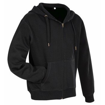 Stedman Active Hooded Sweatjacket For Men Sort Large Herre