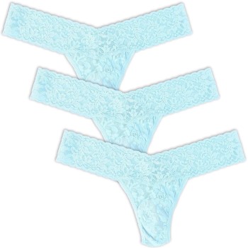 Hanky Panky Trusser 3P Low Rise Thong Isblå nylon One Size Dame
