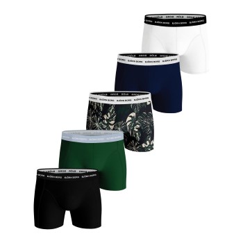 Björn Borg 5P Essential Shorts 2115 Grøn/mønstret bomuld Large Herre