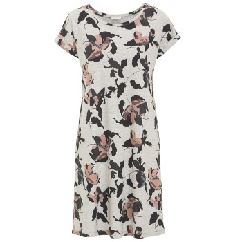 Damella Greymelange Flower Short Sleeve Nightdress Grå Large Dame