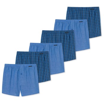 Schiesser 6P Essentials Boxer Shorts Blå bomuld Large Herre
