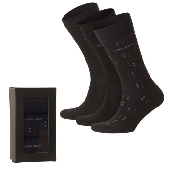 BOSS Logo Gift Box Sock Strømper 3P Sort mønstret Str 40/46 Herre