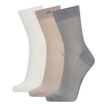 Calvin Klein Strømper 3P Juno Short Crew Sock Grå/Rosa polyamid Strl 37/41 Dame