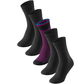 Schiesser Strømper 5P Men Socks Sort/Rød Str 39/42 Herre