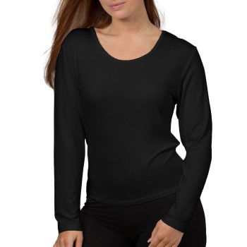 Trofe Bamboo Solids Longsleeve Top Sort Bambus Large Dame
