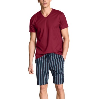 Calida Casual Cotton Short Pyjama Marine/Rød bomuld Large Herre