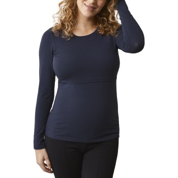 Boob Classic Long Sleeve Nursing Top Marineblå økologisk bomuld Large Dame