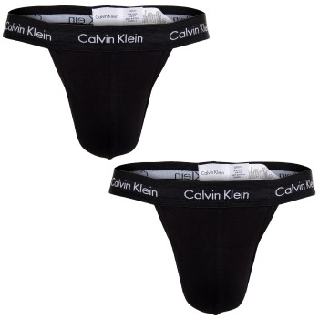 Calvin Klein 2P Cotton Stretch Thong Sort bomuld Large Herre