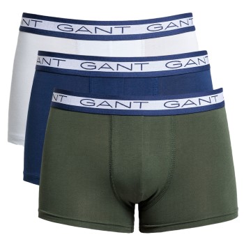 Gant 3P Basic Cotton Trunks Blå/Grøn bomuld 3XL Herre