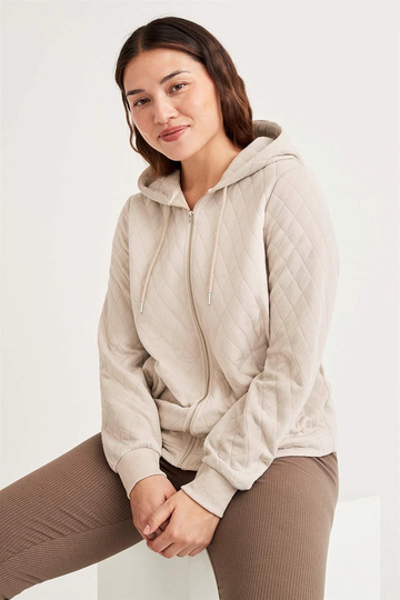 Quiltet sweatshirtjakke
