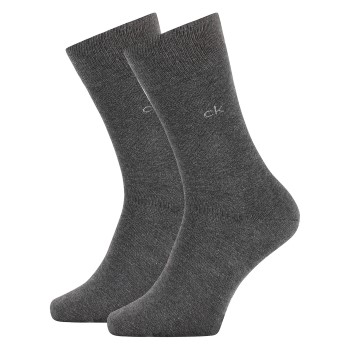 Calvin Klein Strømper 2P Carter Casual Flat Knit Sock Mørkgrå Str 39/42 Herre