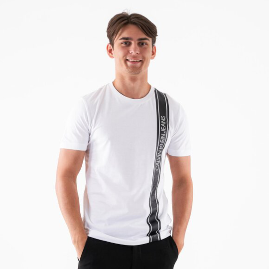 Vertical logo tape tee