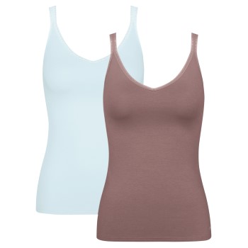 Sloggi 2P Go Spagetti Top Blå/Rosa bomuld Large Dame