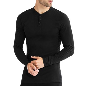 Bread and Boxers Organic Cotton Men Henley Sort økologisk bomuld Large Herre