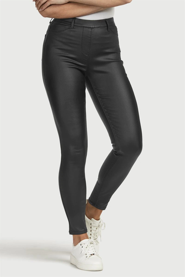 Treggings med stretch og vokset overflade