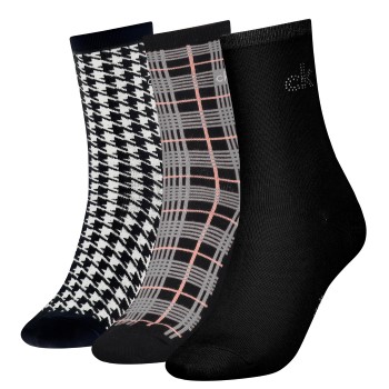 Calvin Klein Strømper 3P Demi Crew Sock Gift Box Sort One Size Dame