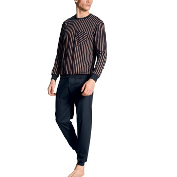 Calida Relax Placid Pyjama With Cuff Marineblå bomuld Large Herre